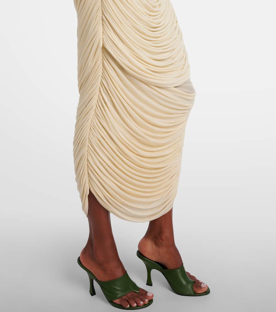 Magda Butrym Floral-appliqué Draped Ruched Gown In White