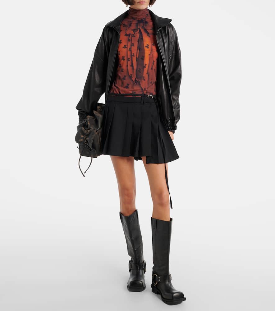 Acne Studios Edenise Teddy Print Long Sleeve Mesh Top In Brown