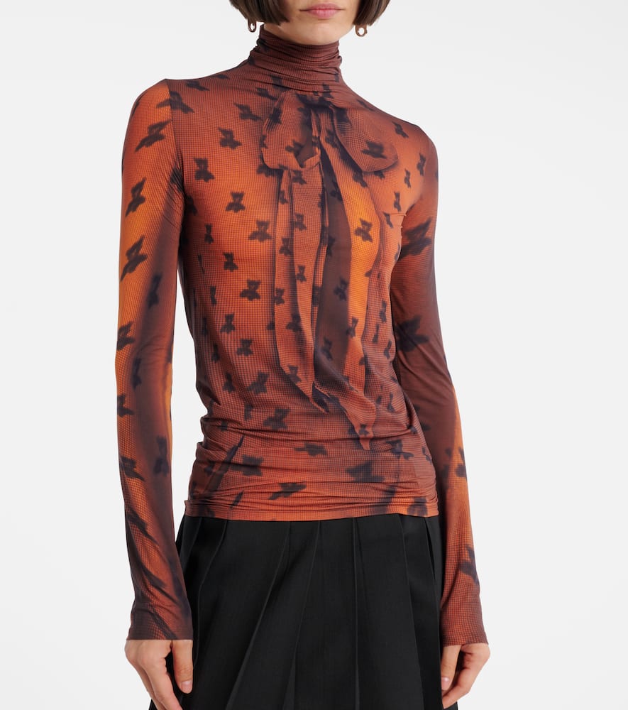 Acne Studios Edenise Teddy Print Long Sleeve Mesh Top In Brown