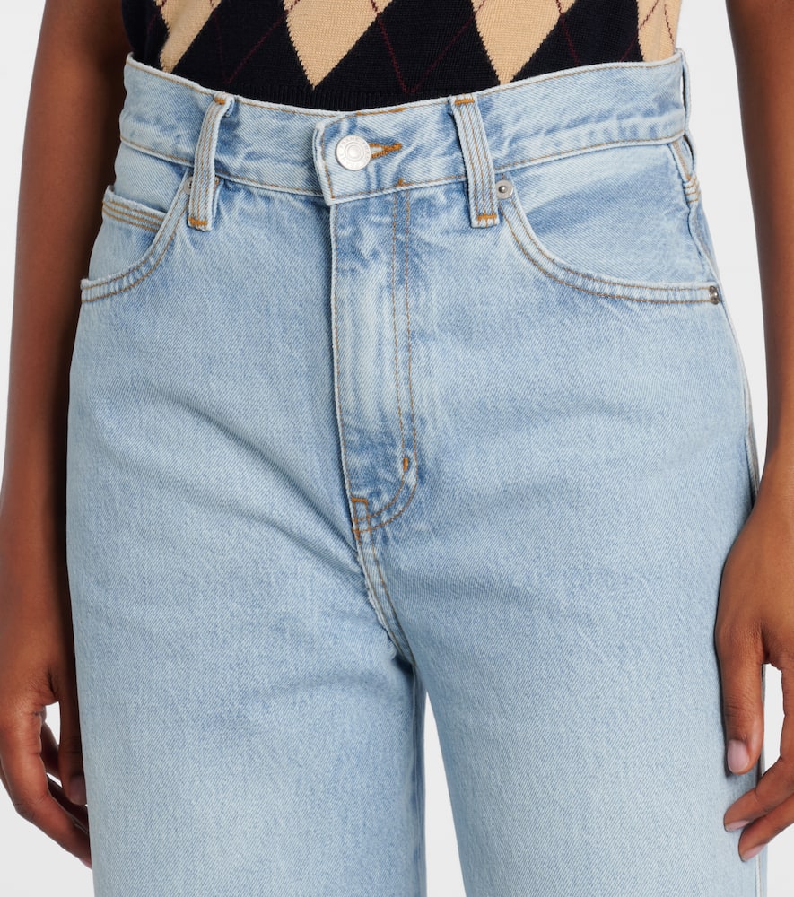 Frame The Cuffed Wide High-rise Wide-leg Jeans In Blue