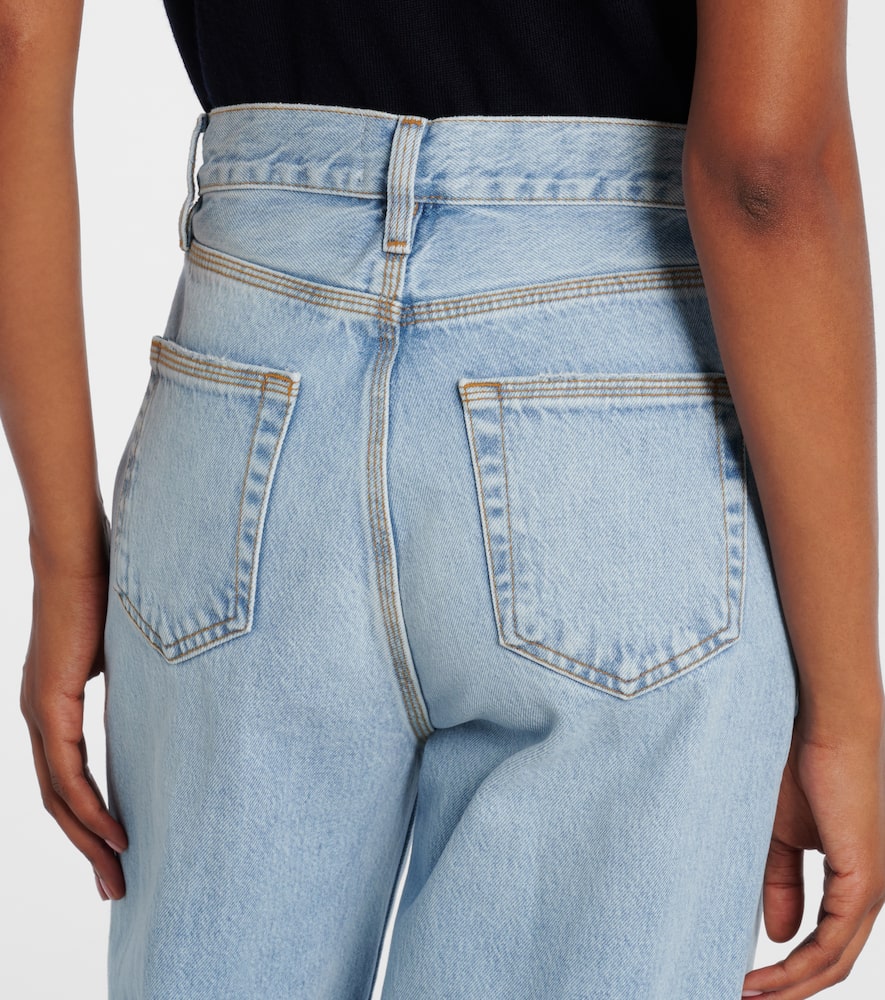 Frame The Cuffed Wide High-rise Wide-leg Jeans In Blue
