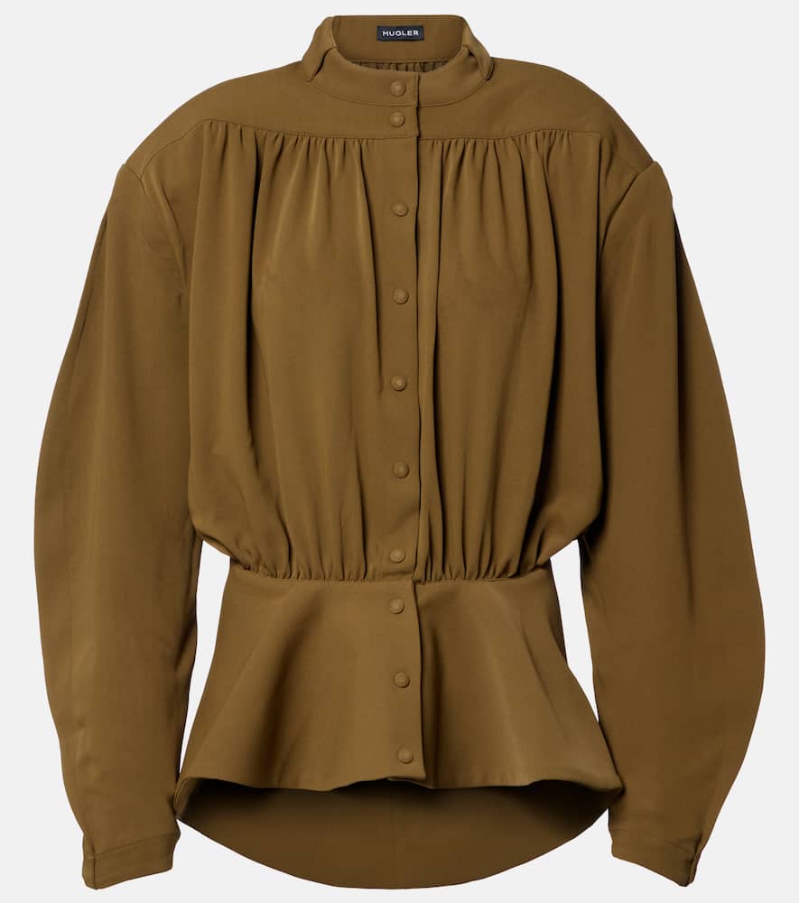Mugler Re/edit Hiver Russe Crêpe Twill Blouse In Brown