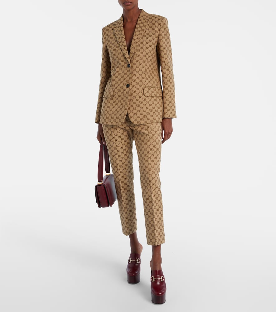 Gucci Gg-canvas Tailored Trousers In Neutral