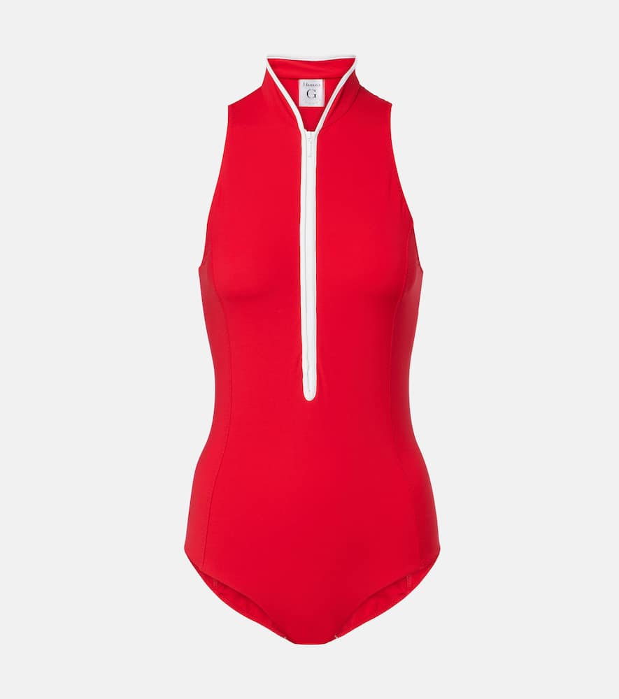 Hunza G Katya Zip-up Swimsuit In Red