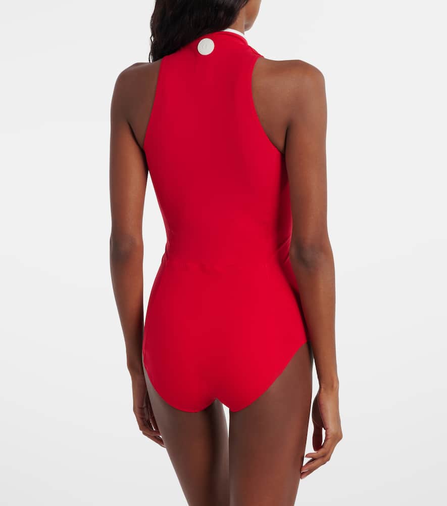 Hunza G Katya Zip-up Swimsuit In Red