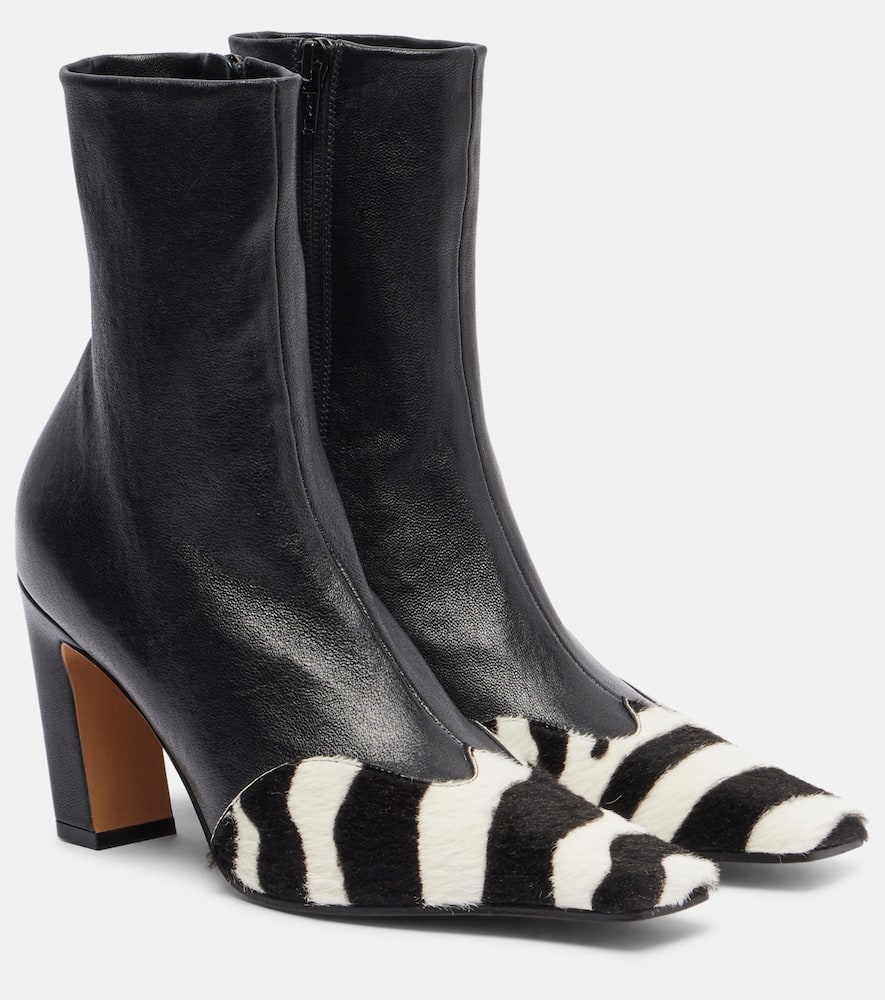 Khaite Nevada 85 Calf Hair And Leather Ankle Boots In Black