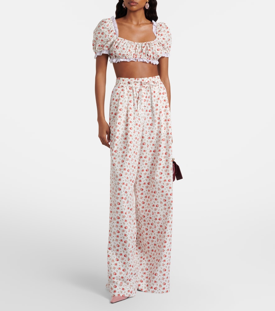  Dolce&gabbana Dolce&gabbana Cropped-top Aus Baumwollpopeline Mit Spitze 
