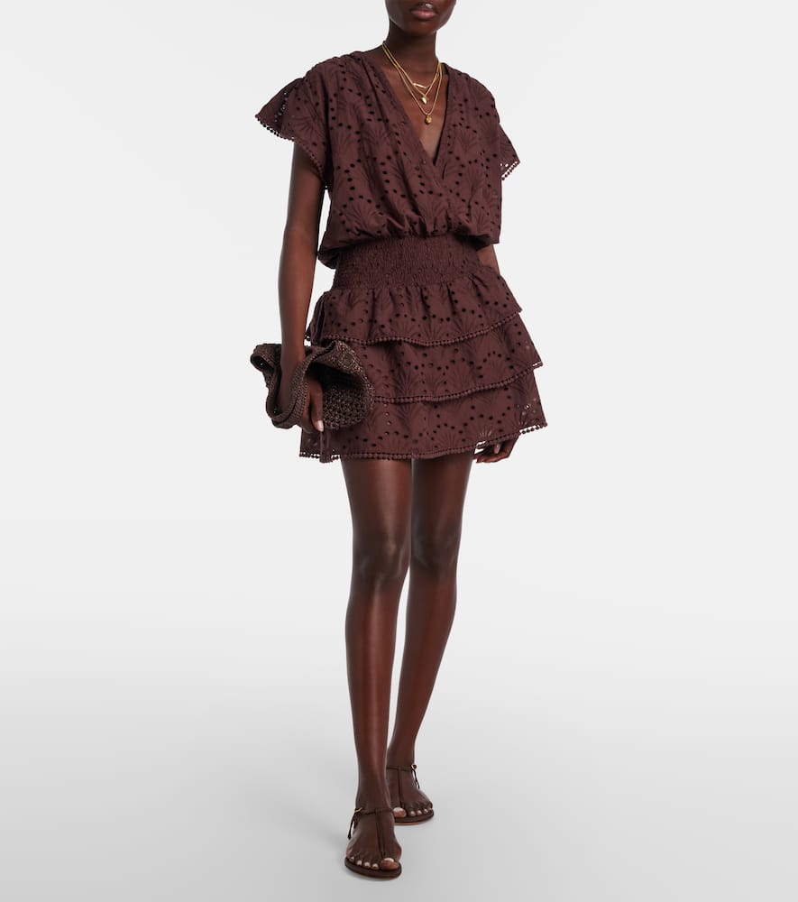 Melissa Odabash Broderie Anglaise Cotton Minidress In Brown
