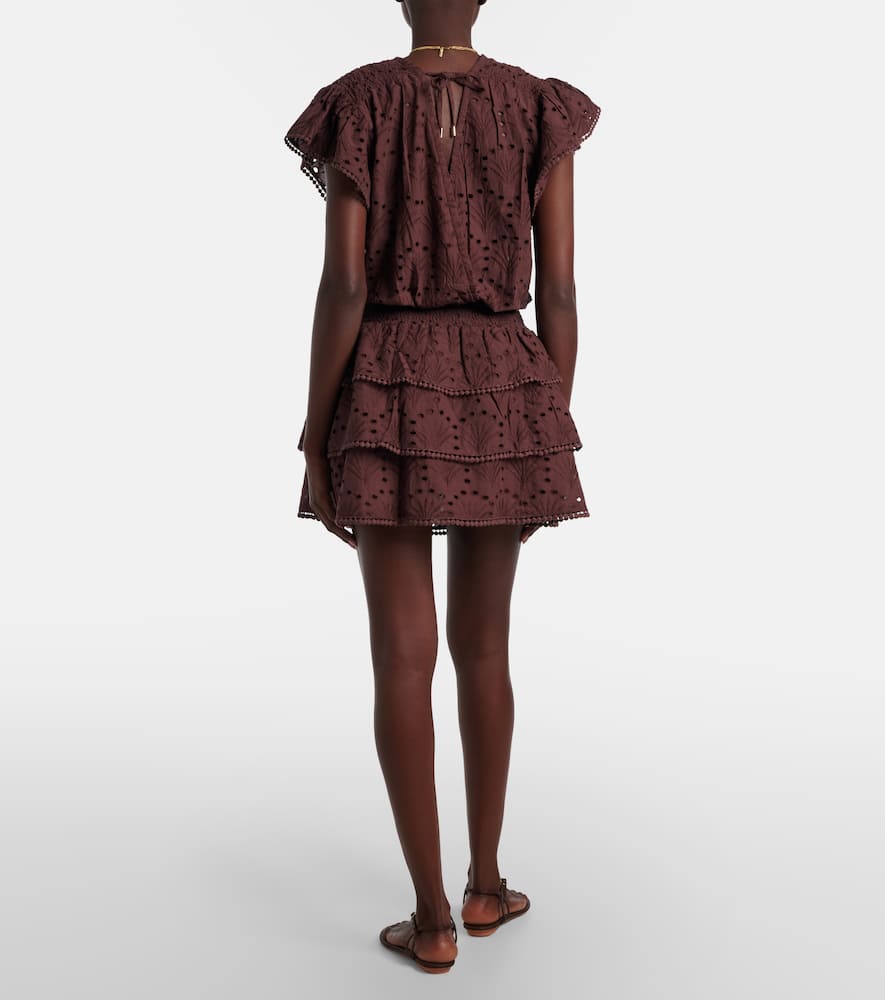 Melissa Odabash Broderie Anglaise Cotton Minidress In Brown