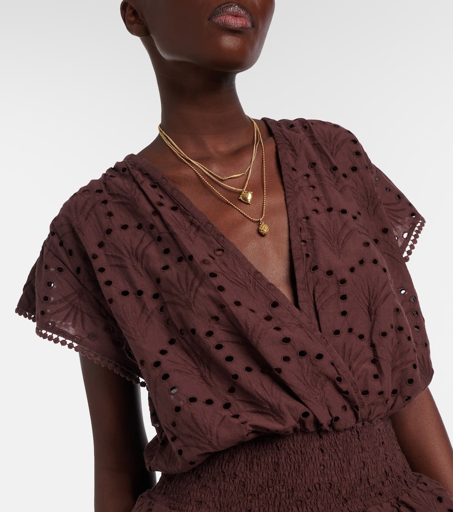 Melissa Odabash Broderie Anglaise Cotton Minidress In Brown