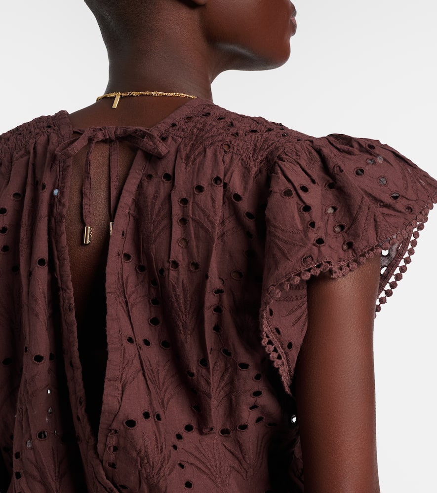 Melissa Odabash Broderie Anglaise Cotton Minidress In Brown