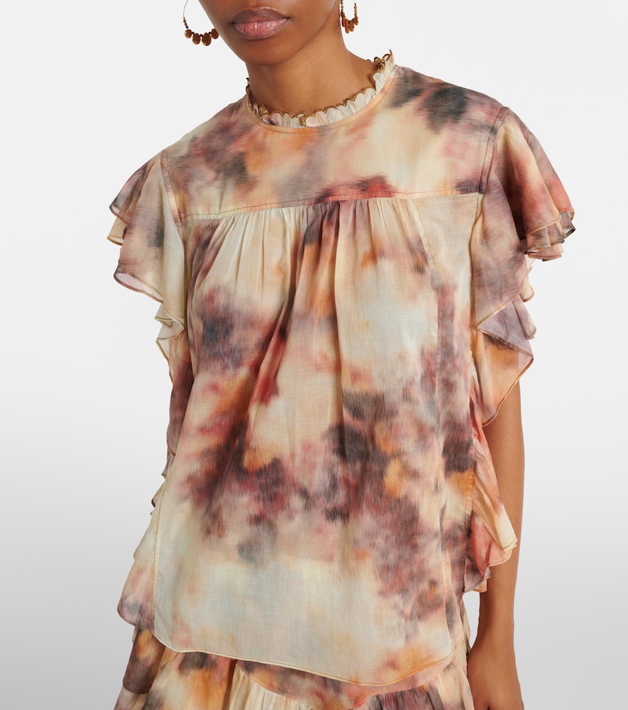 Daliyane Printed Ruffled Cotton Top