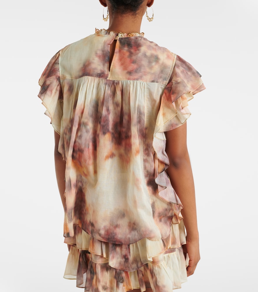 Daliyane Printed Ruffled Cotton Top