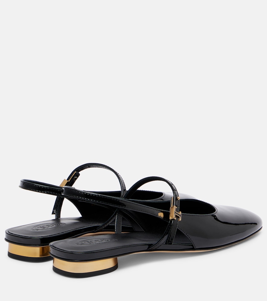  Tod's Tod's Patent Leather Slingback Flats 