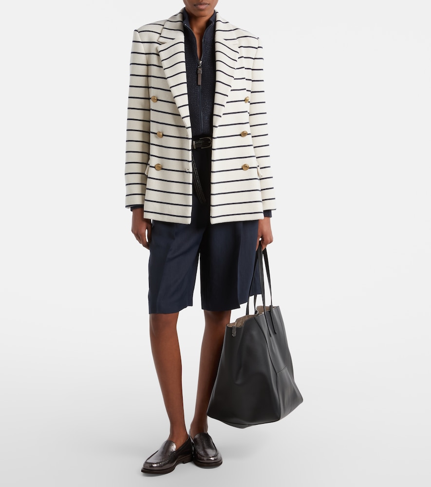 Brunello Cucinelli Knitted striped cotton blazer
