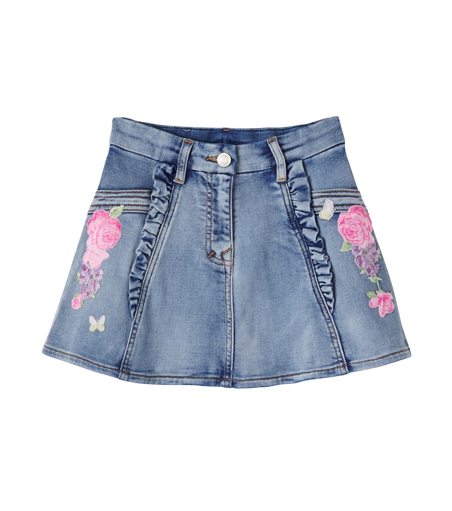 Monnalisa Blue Embroidered Denim Skirt Y Size 6 - Mytheresa
