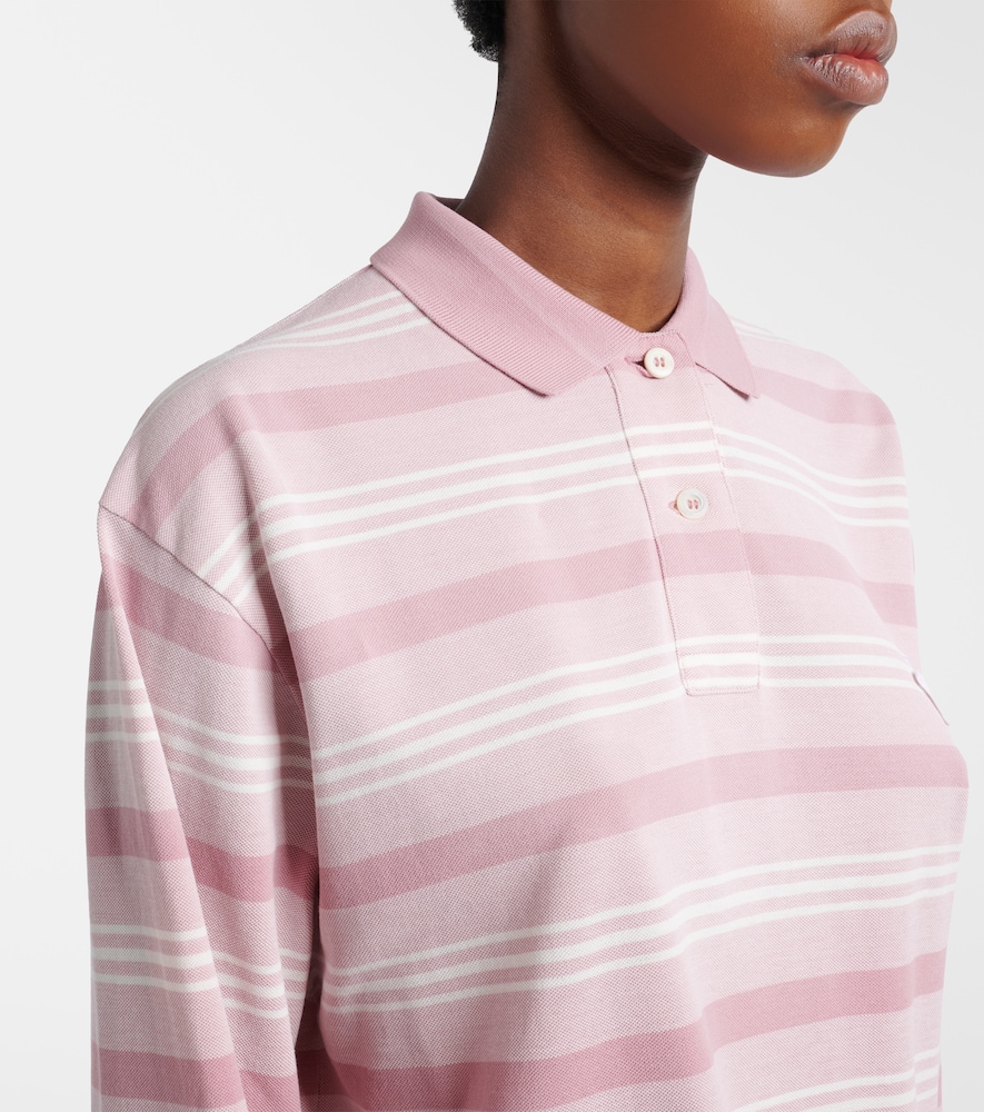  Prada Prada Polo Cropped De Algodón A Rayas 