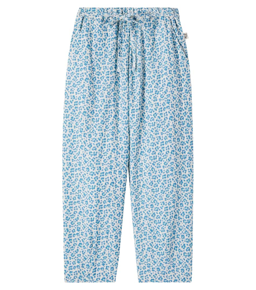 Cozmo Kids' Bella Leopard-print Cotton Pants In Blue
