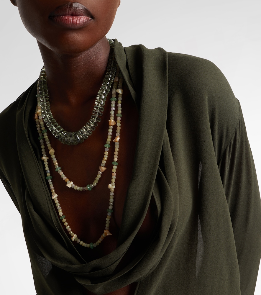 Ileana Makri Aura sterling silver beaded necklace with amethyst and diamonds