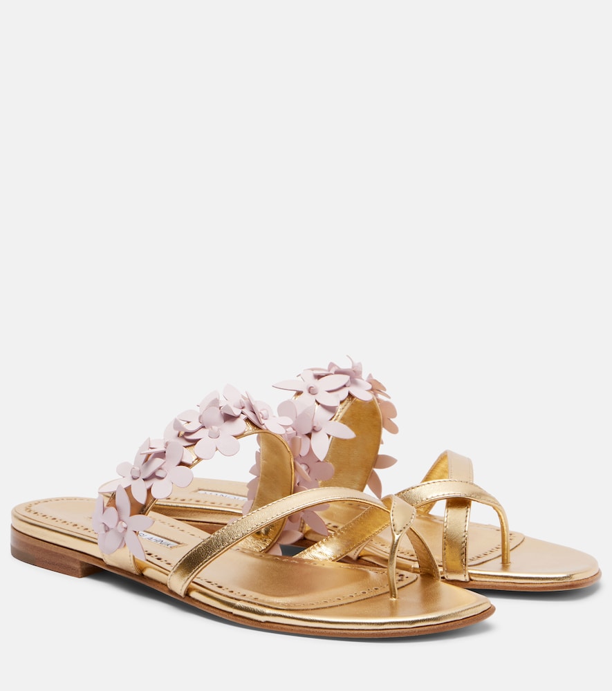 Manolo Blahnik Fiosa appliqué leather thong sandals