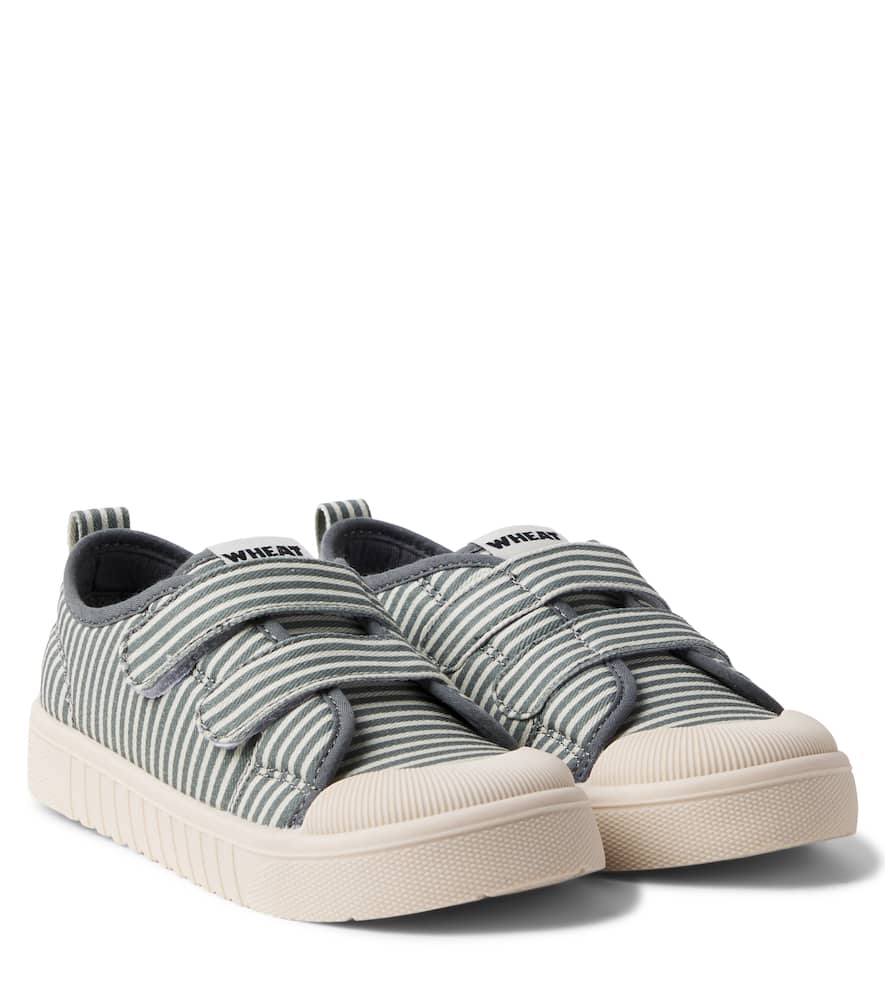 Wheat Kids' Bobbie Striped Canvas Sneakers In Green