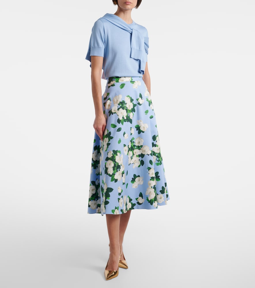 Carolina Herrera Floral faille midi skirt