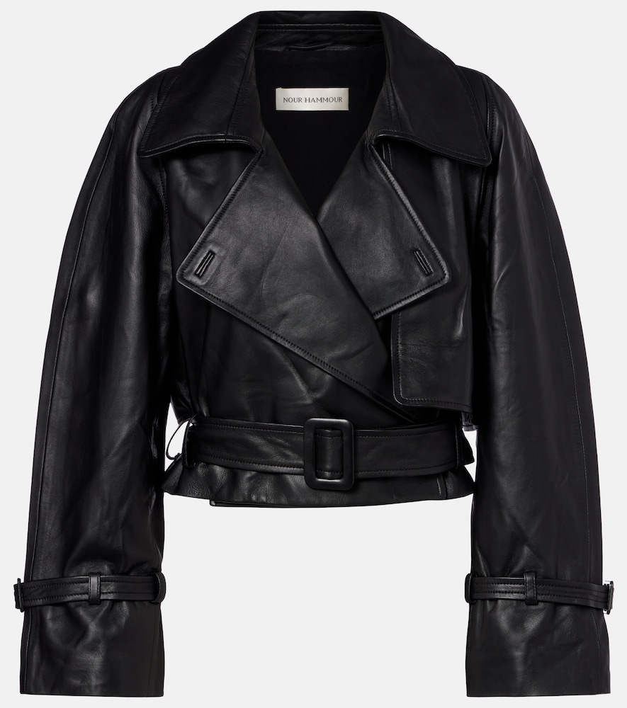 Nour Hammour Hatti Cropped Leather Jacket