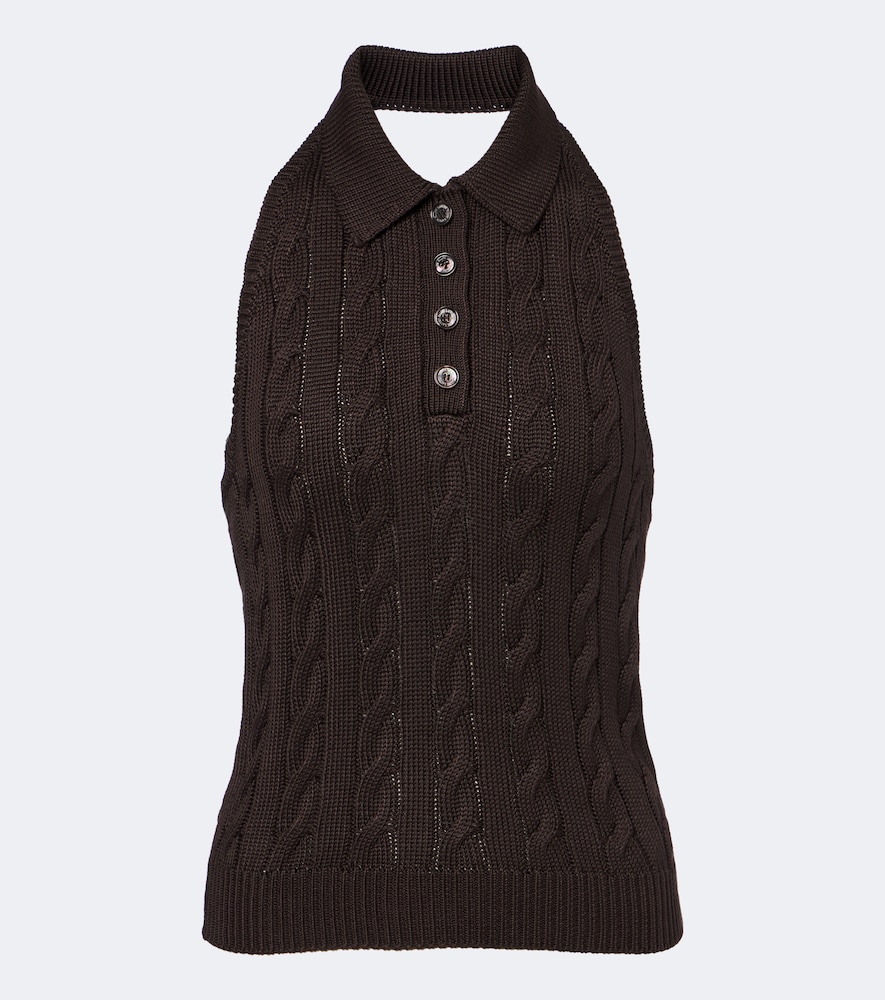 Top in seta con scollo all'americana