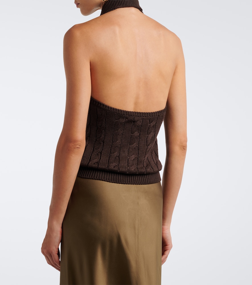 Collection Cable-Knit Silk Halterneck Top