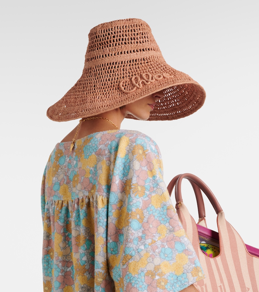  Chloe Chloé Cappello Da Sole In Rafia Con Logo 