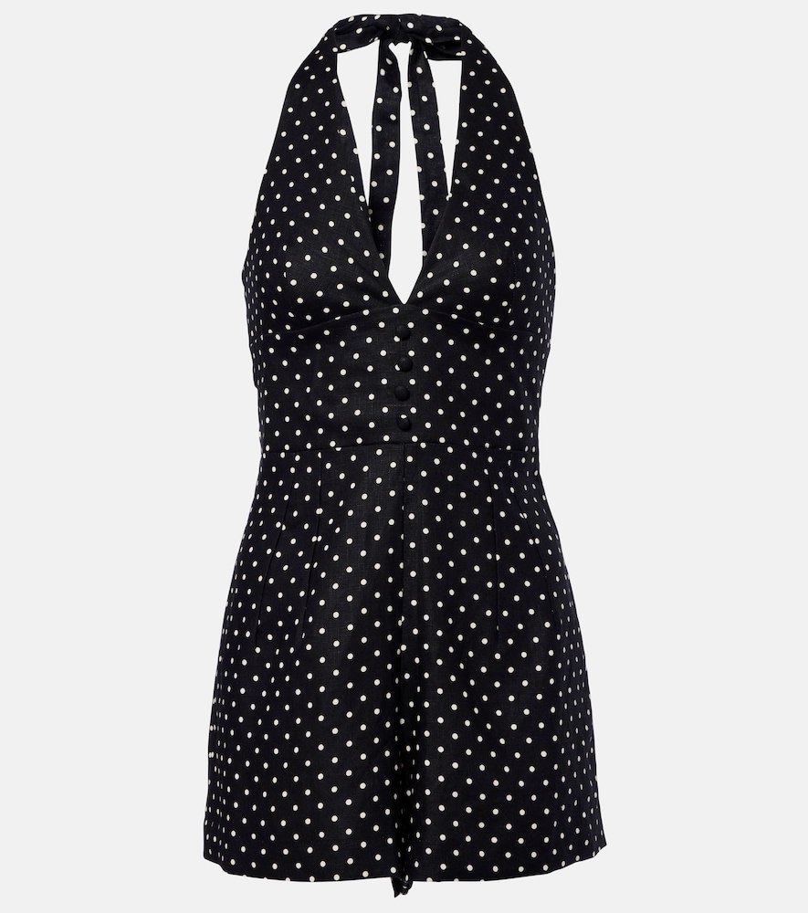Jumpsuit corta Sofia in lino a pois