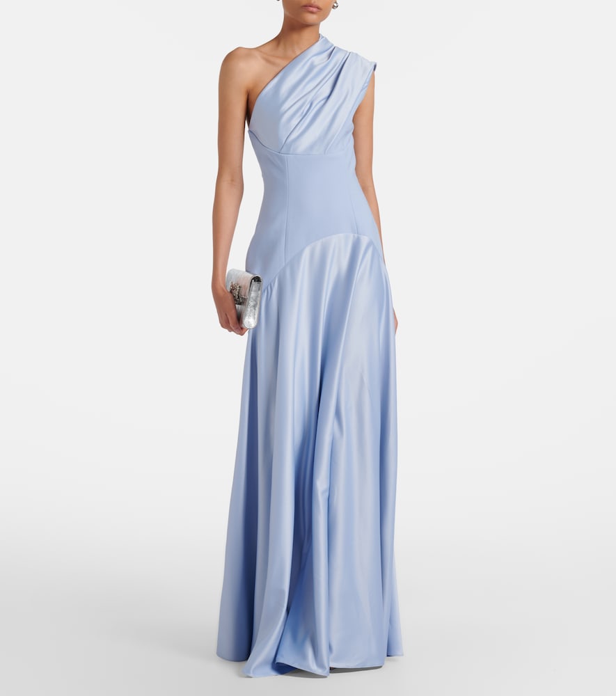 Solace London Gabriela one-shoulder crêpe and satin gown