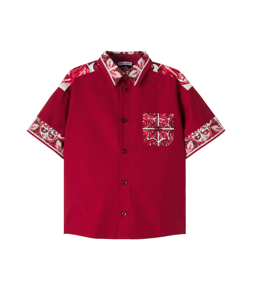 Dolce&Gabbana Kids Red Majolica Cotton-Blend Poplin Shirt Y Size 10 - Mytheresa