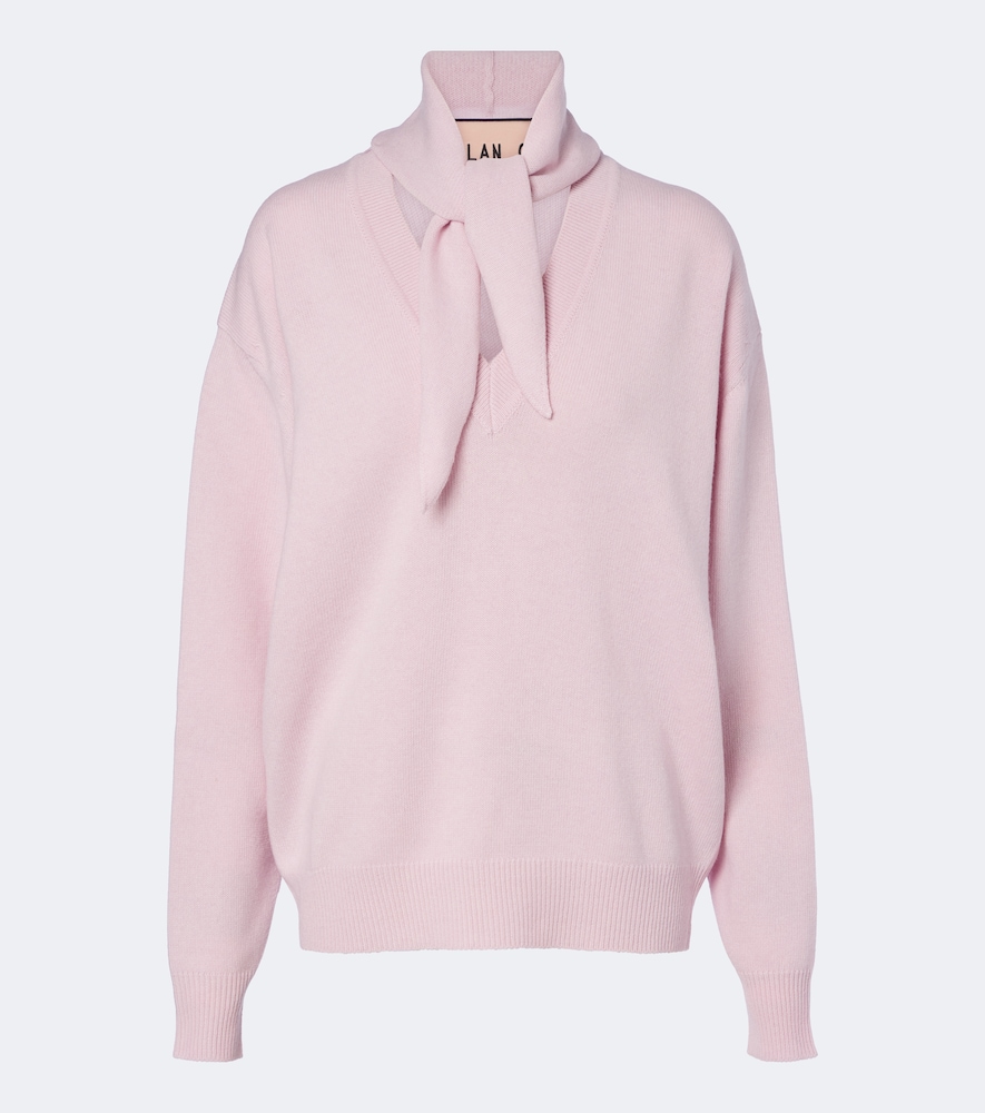 Plan C Tie-neck Wool And Cashmere Sweater In Pink