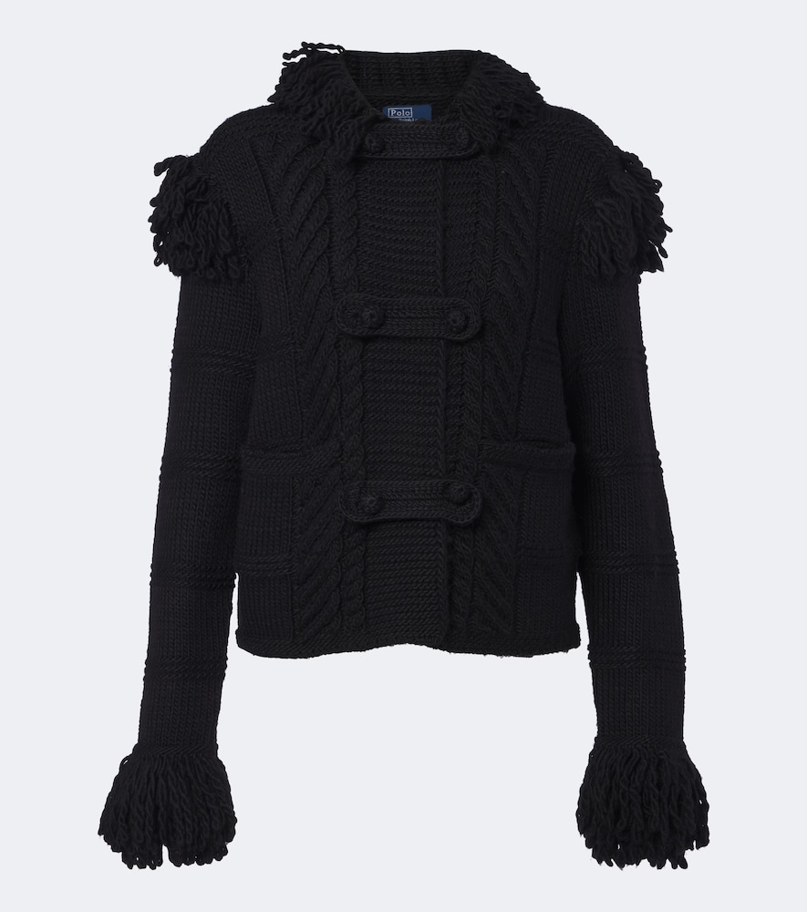 Cardigan in lana con frange