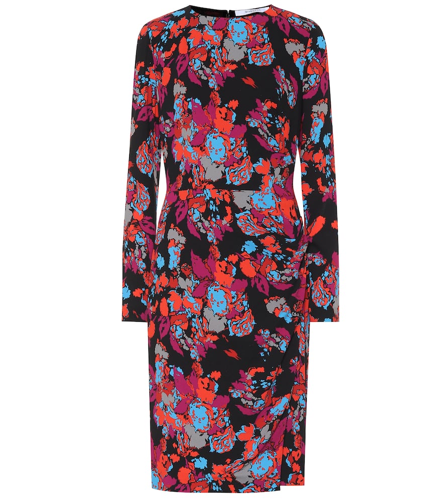 Click to view more detailed imagery on our partner's website Givenchy Long-Sleeve Ruched Waist Floral Print Dress In Black