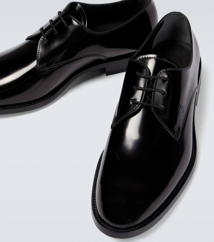 Shop Tod's Patent Leather Derby Shoes In Black