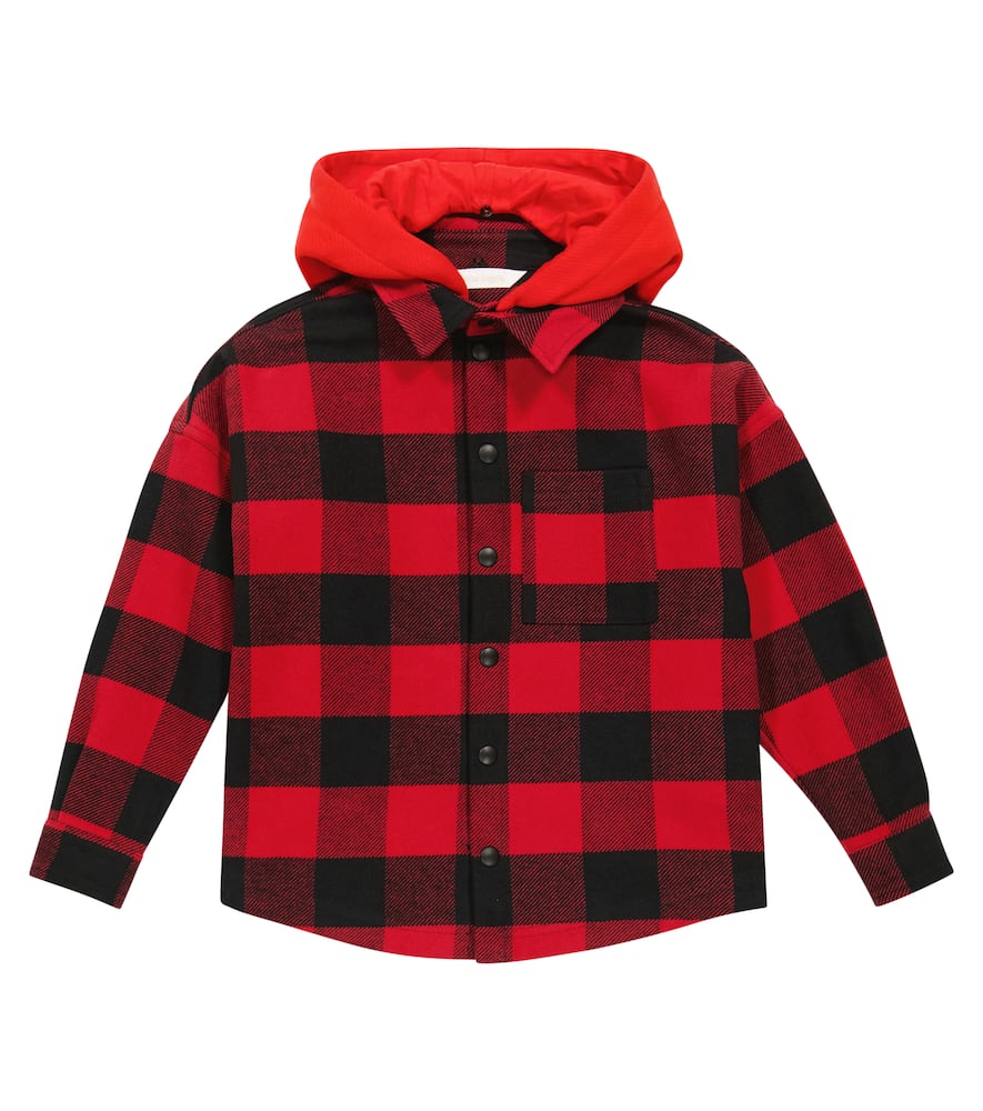 Palm Angels Kids Checked cotton shirt jacket