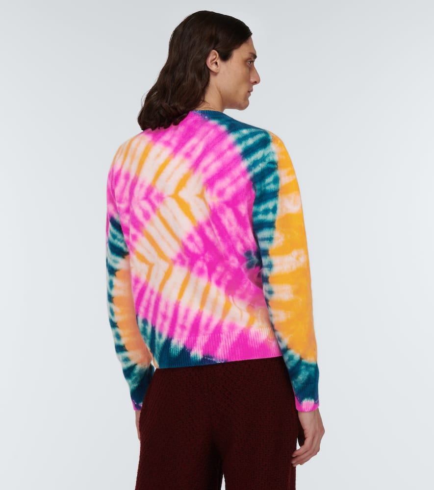 Shop The Elder Statesman Zig Dyed Cashmere Sweater In Vory W/ Amr/trk/apr