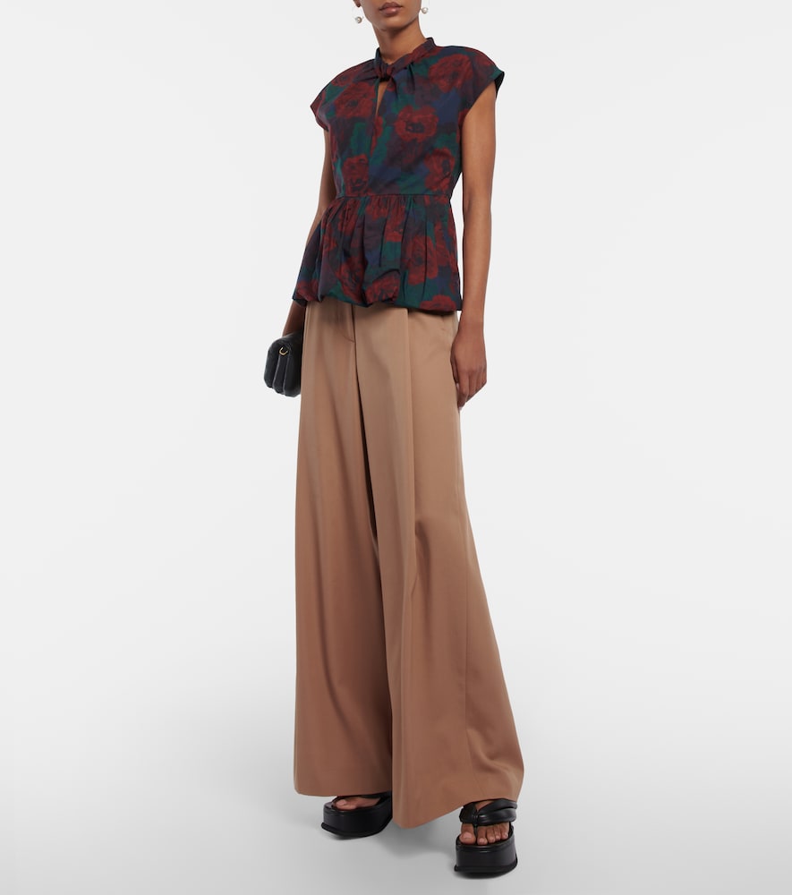 Dries Van Noten Floral peplum cotton poplin top