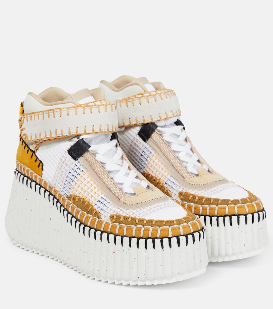 Chloé Nama Platform Light Brown Mesh Sneakers In Brown