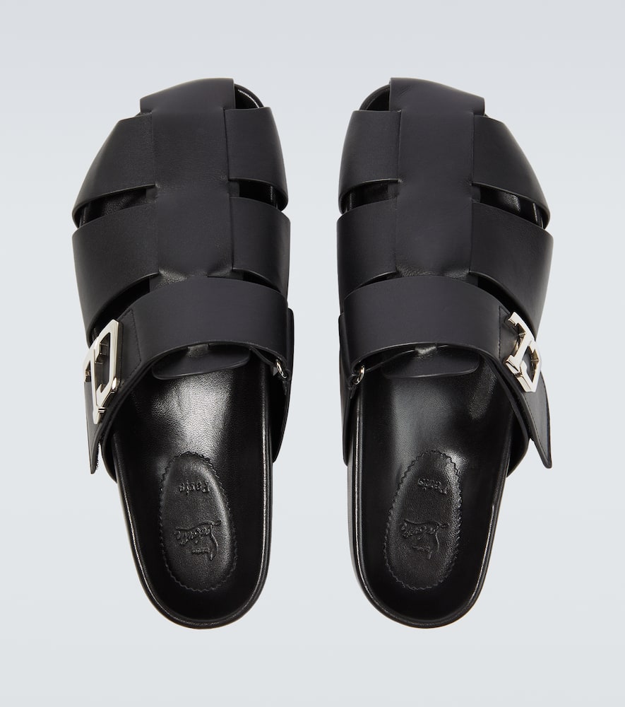 Shop Christian Louboutin Abubizz Leather Slippers In Black