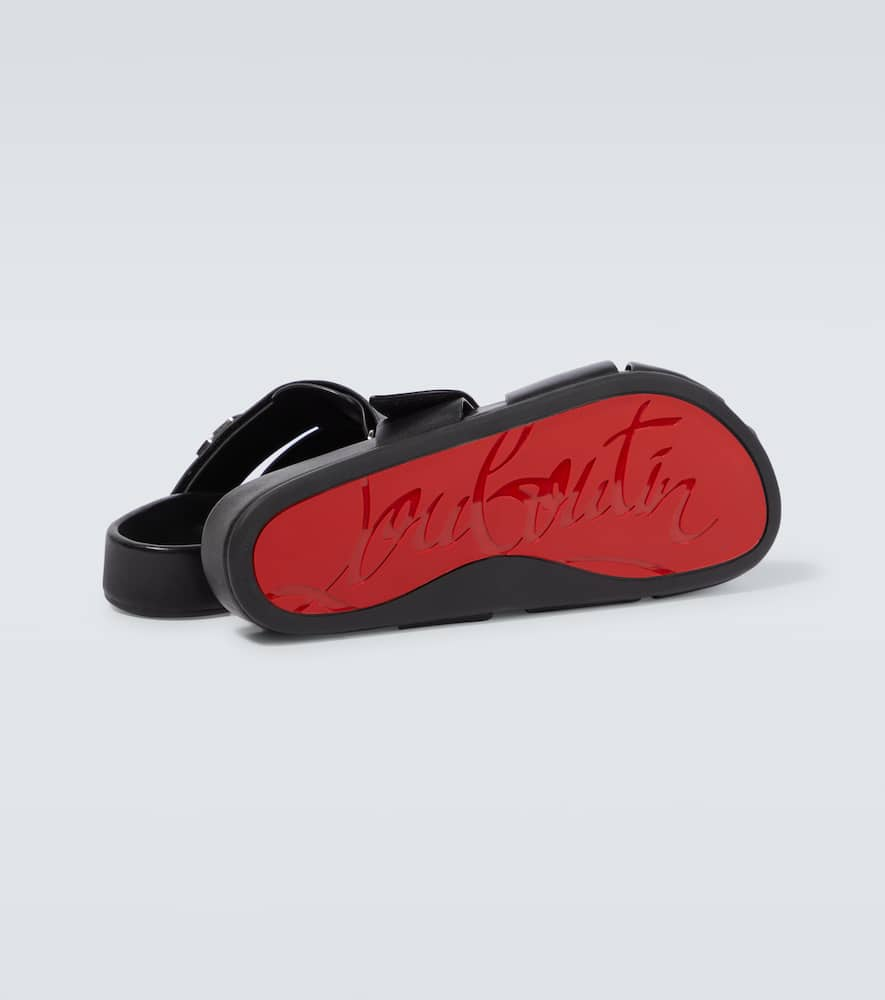 Shop Christian Louboutin Abubizz Leather Slippers In Black