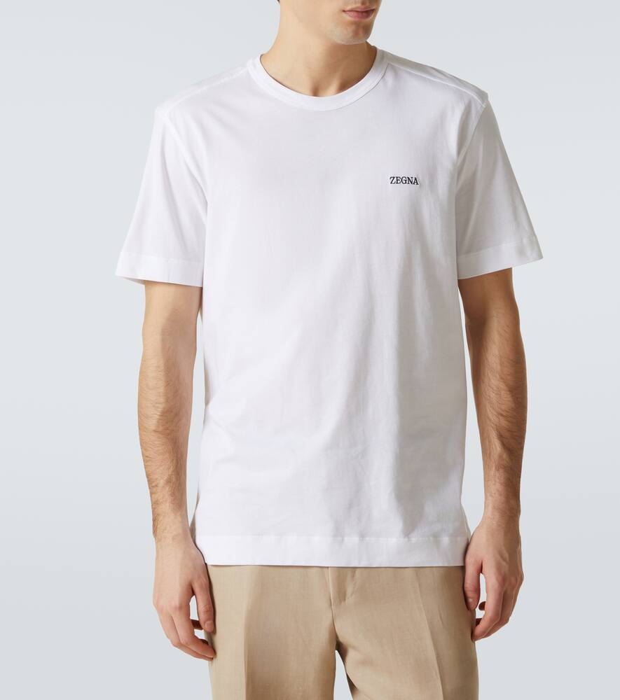 Shop Zegna Logo Cotton Jersey T-shirt In White