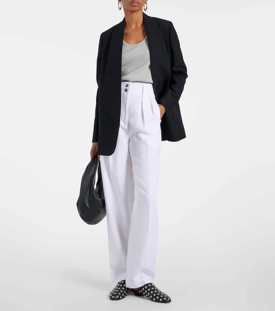 Shop Loro Piana Linen Wide-leg Pants In White