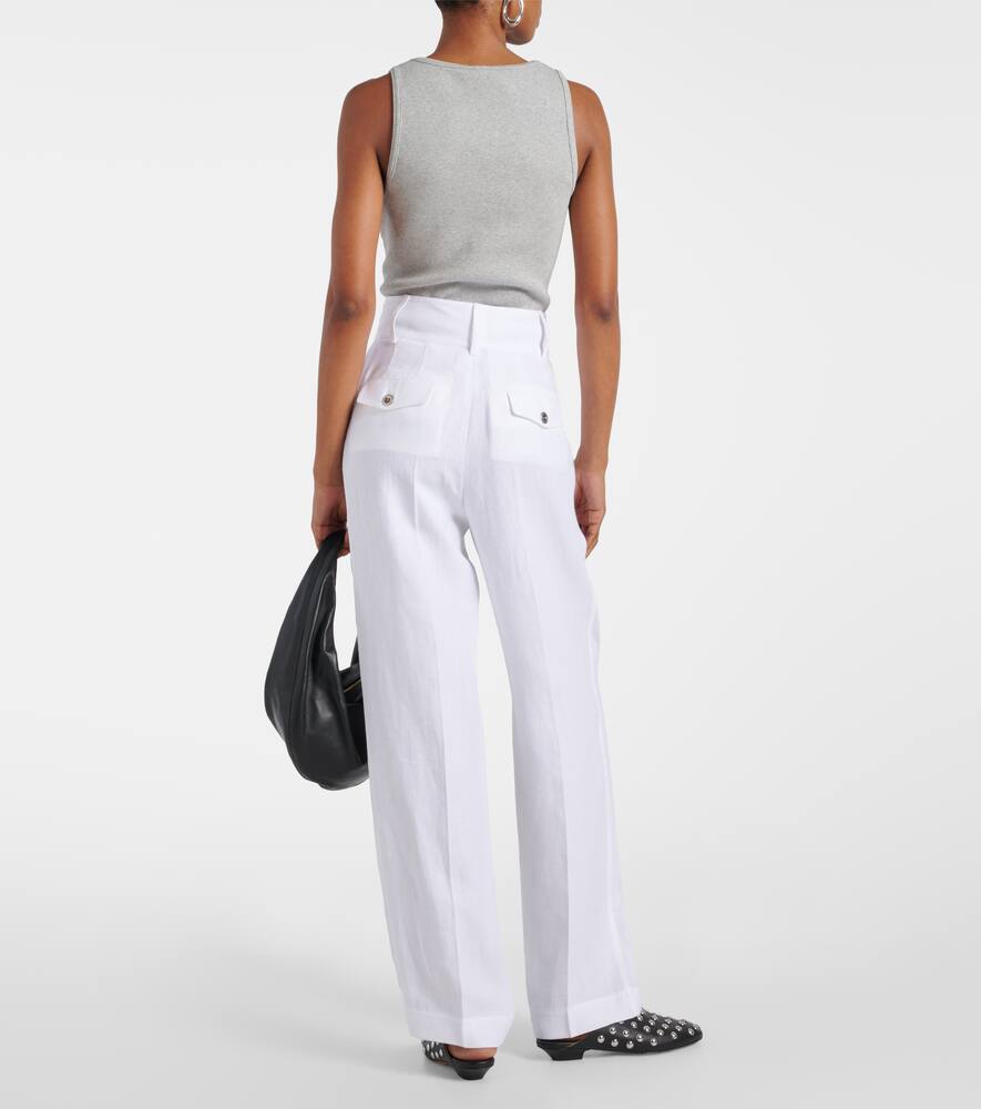 Shop Loro Piana Linen Wide-leg Pants In White