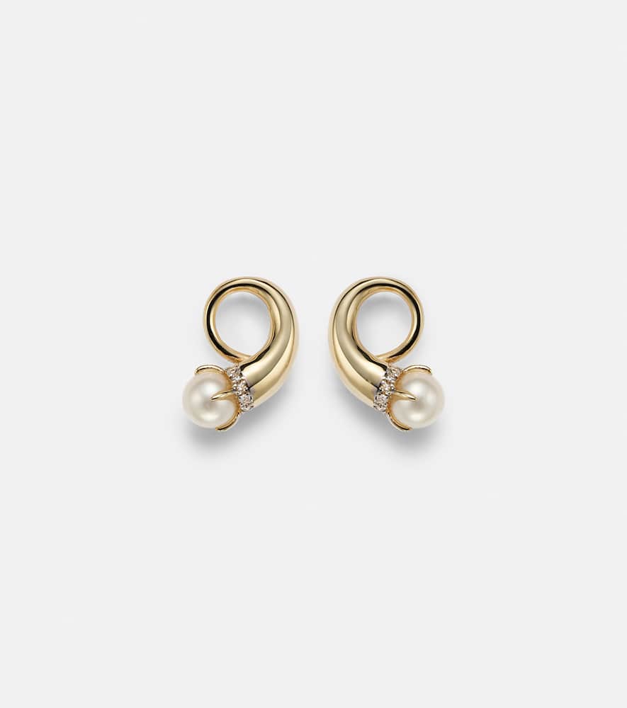 14kt gold earrings with diamonds and pearls