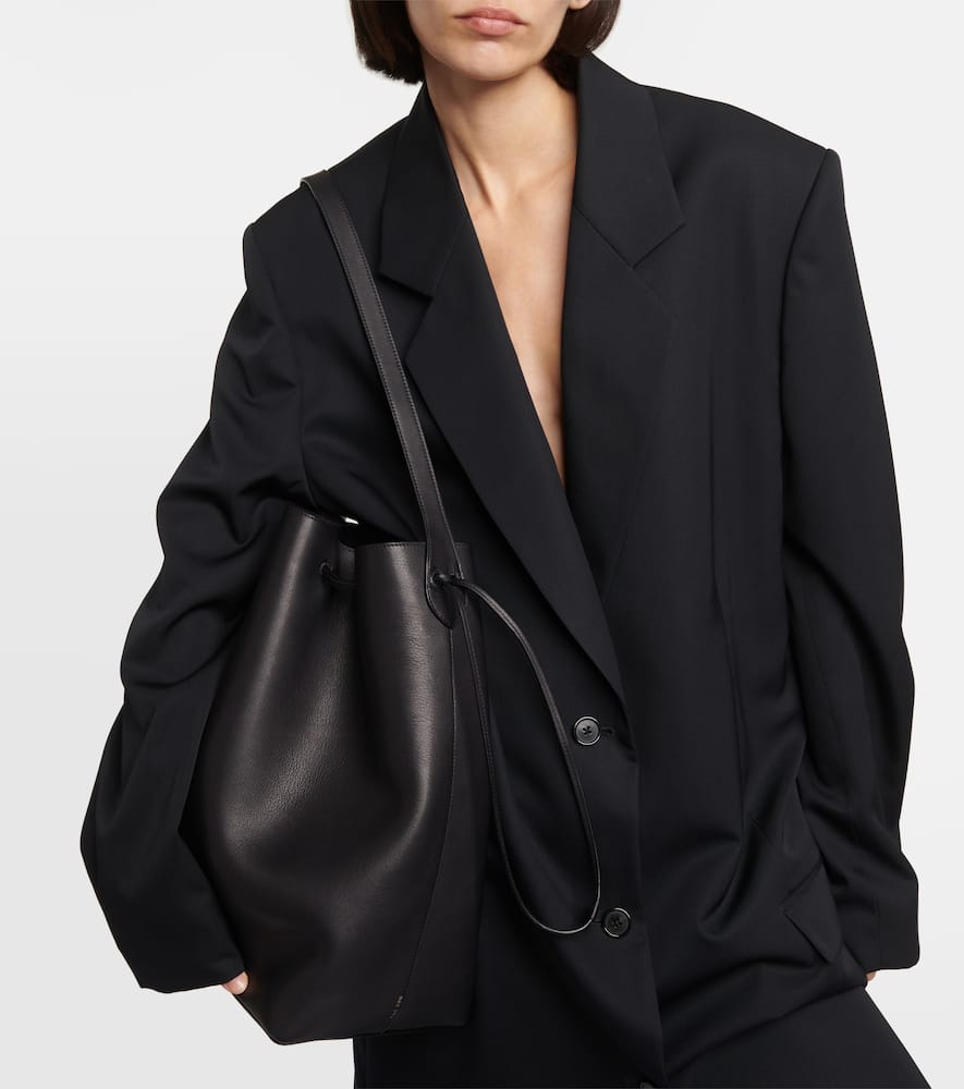 The Row Belvedere Leather Bucket Bag In Black