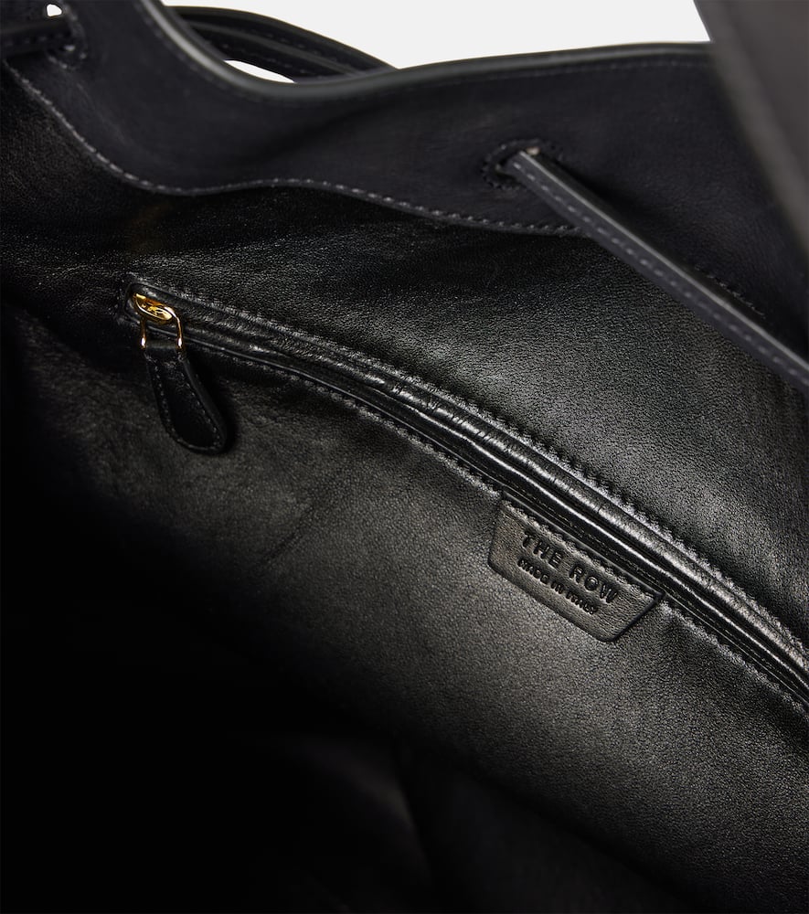 The Row Belvedere Leather Bucket Bag In Black