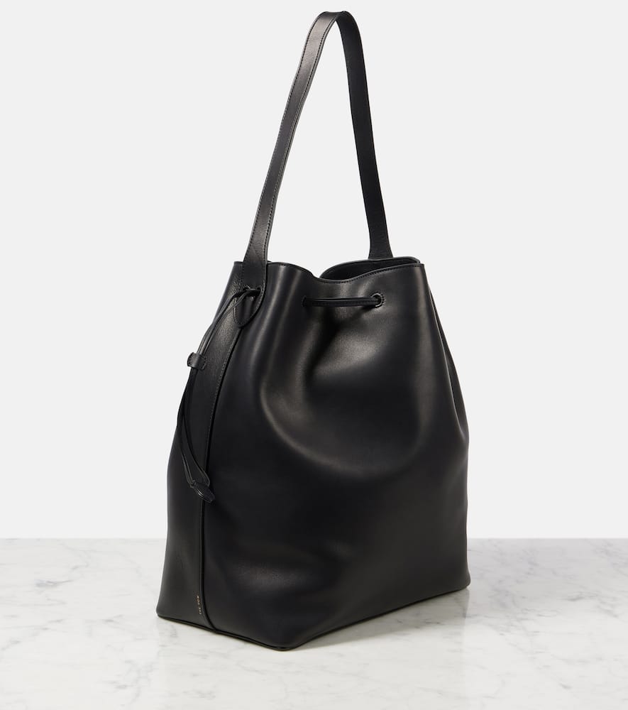 The Row Belvedere Leather Bucket Bag In Black